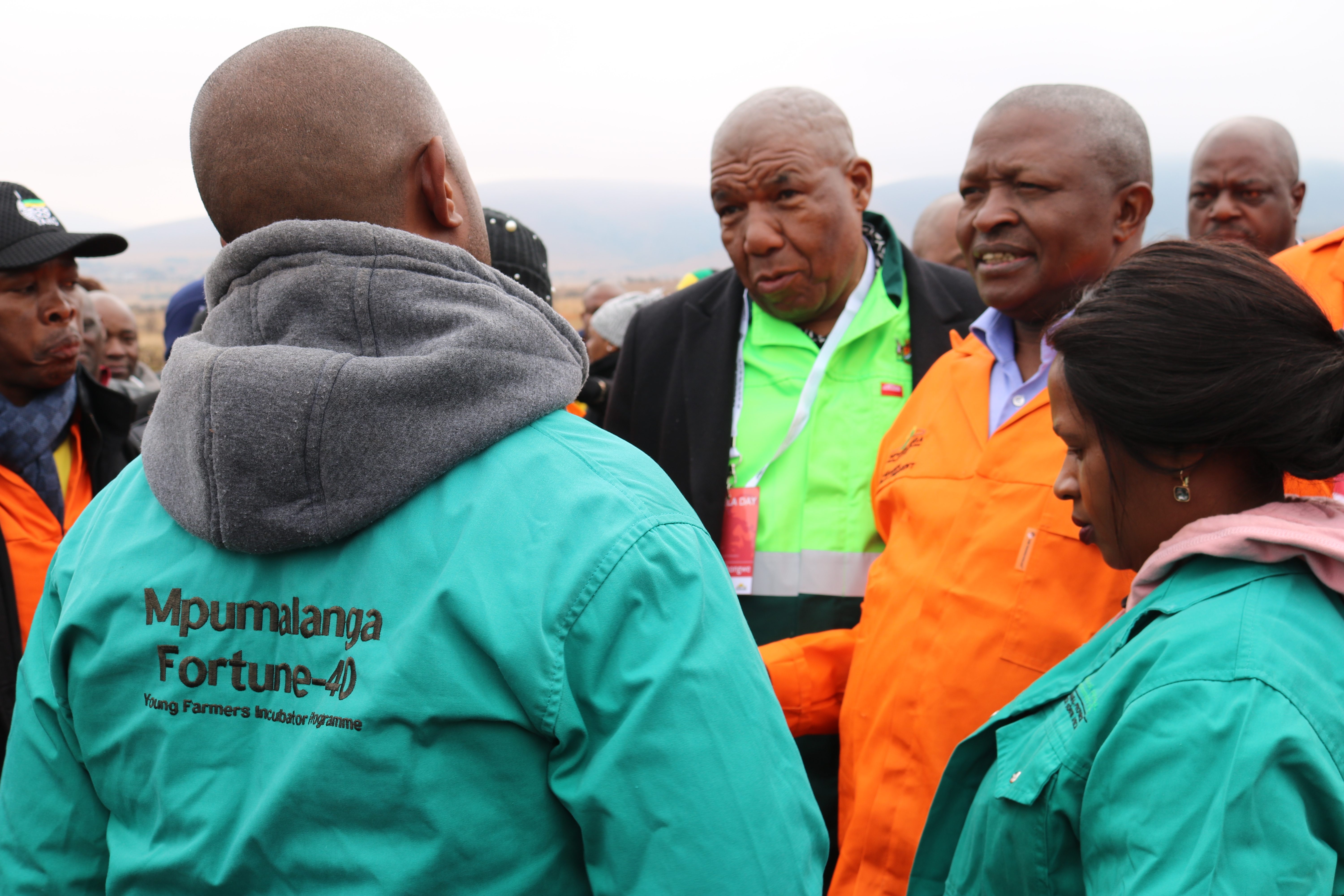 DP DD Mabuza and MEC VR Shongwe engaging young farmers from a Fortune 40 group from Mkhondo on the sideline of the Mandela Centenary event in Amsterdam
