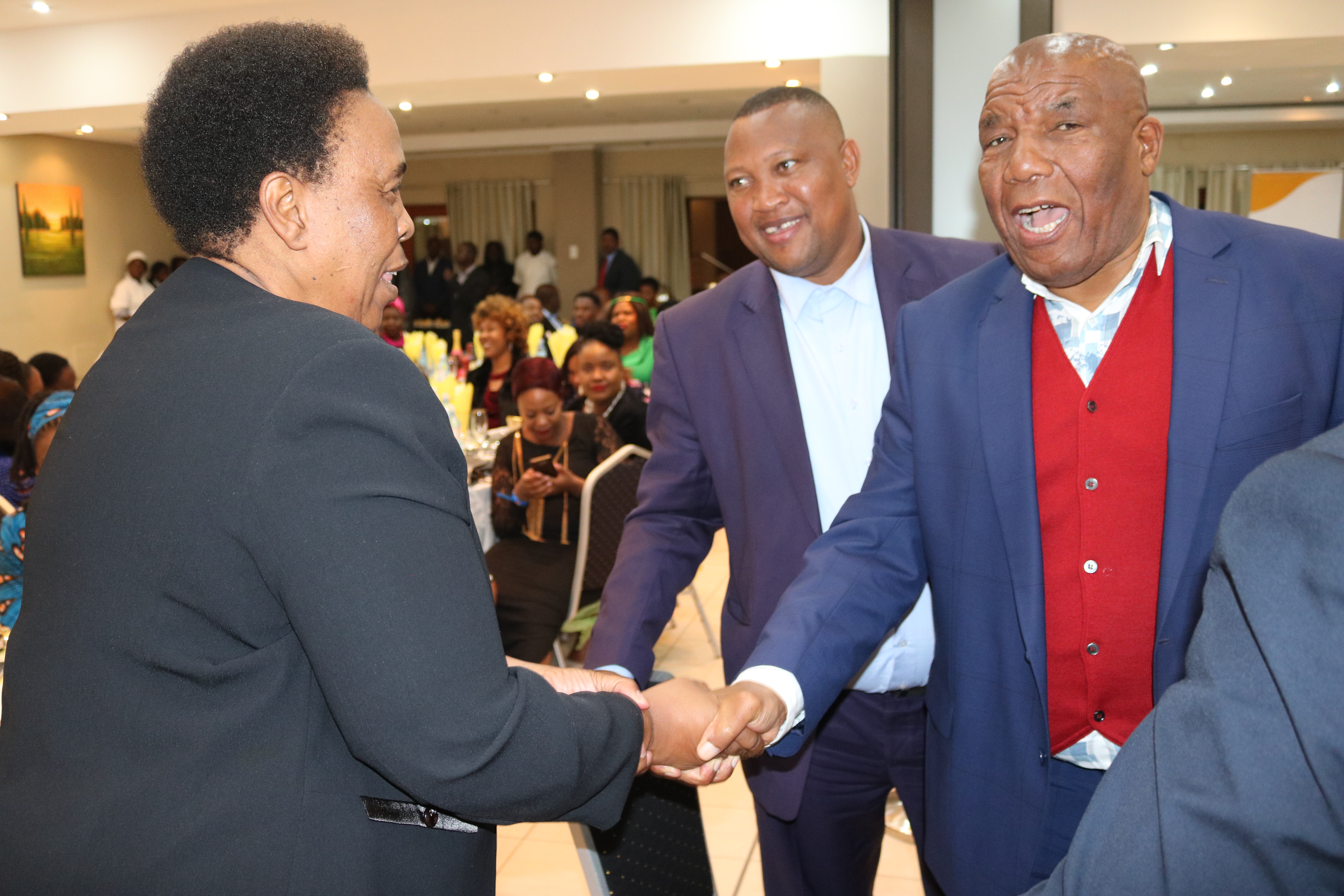 MEC Shongwe and Executive Mayor Cllr Nkosi applauding female farmer Ms Maya